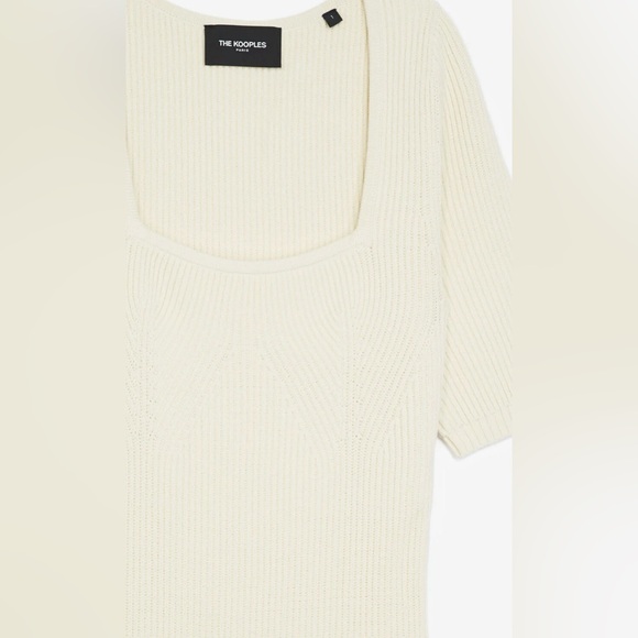 🛍️NWT The Kooples Size 1/Small Cream Ribbed Bodycon Maxi Dress - Picture 4 of 8